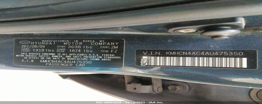 KMHCN4AC4AU475350 2010 HYUNDAI ACCENT photo no. 9