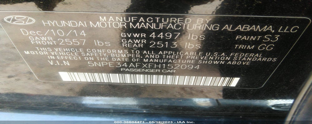 5NPE34AFXFH152094 2015 HYUNDAI SONATA photo no. 9