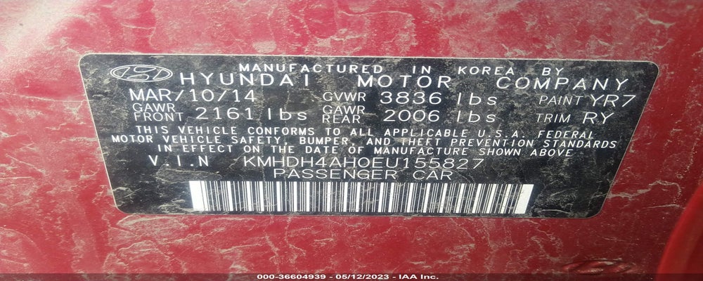 KMHDH4AH0EU155827 2014 HYUNDAI ELANTRA photo no. 9