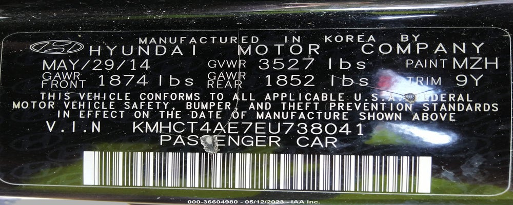 KMHCT4AE7EU738041 2014 HYUNDAI ACCENT photo no. 9
