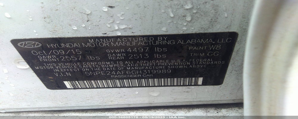 5NPE24AF6GH319989 2016 HYUNDAI SONATA photo no. 9