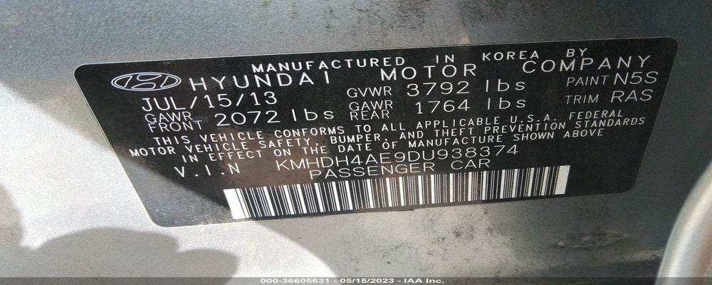 KMHDH4AE9DU938374 2013 HYUNDAI ELANTRA photo no. 9