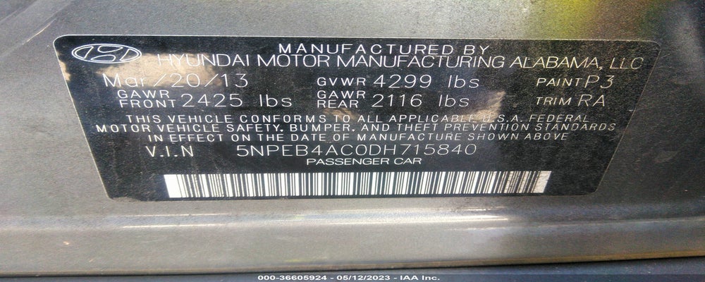 5NPEB4AC0DH715840 2013 HYUNDAI SONATA photo no. 9