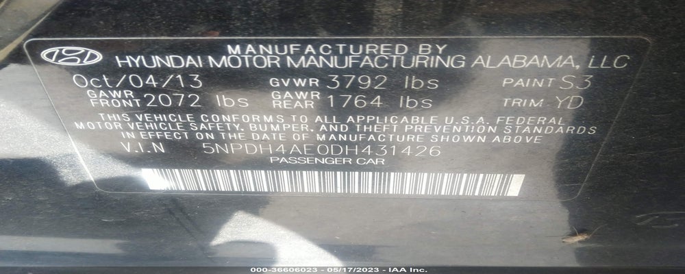 5NPDH4AE0DH431426 2013 HYUNDAI ELANTRA photo no. 9