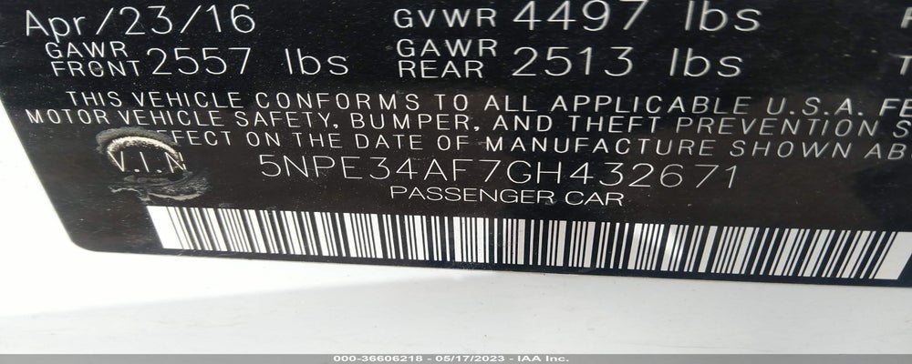 5NPE34AF7GH432671 2016 HYUNDAI SONATA photo no. 9