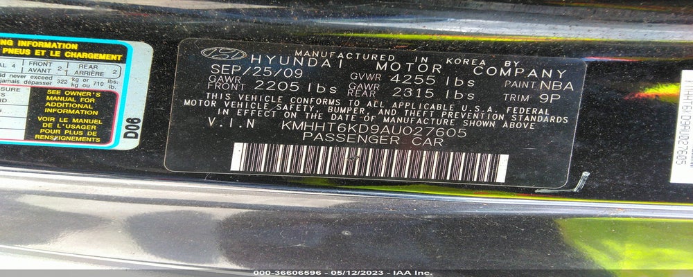 KMHHT6KD9AU027605 2010 HYUNDAI GENESIS COUPE photo no. 9