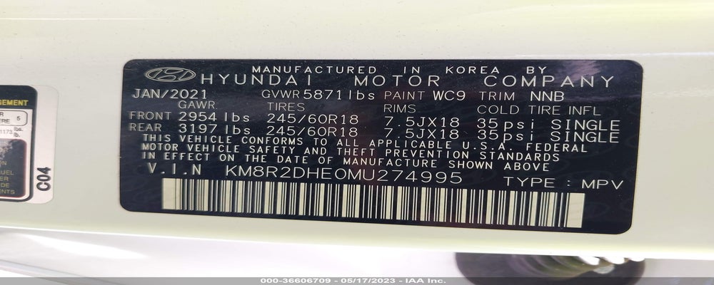 KM8R2DHE0MU274995 2021 HYUNDAI PALISADE photo no. 9