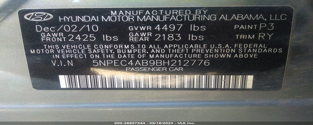 5NPEC4AB9BH212776 2011 HYUNDAI SONATA photo no. 9