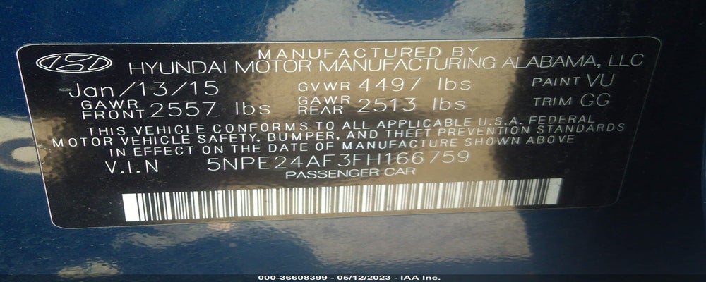 5NPE24AF3FH166759 2015 HYUNDAI SONATA photo no. 9
