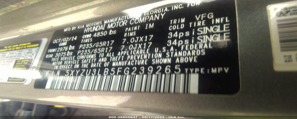 5XYZU3LB5FG239265 2015 HYUNDAI SANTA FE SPORT photo no. 9
