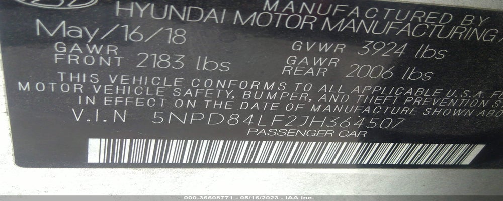 5NPD84LF2JH364507 2018 HYUNDAI ELANTRA photo no. 9