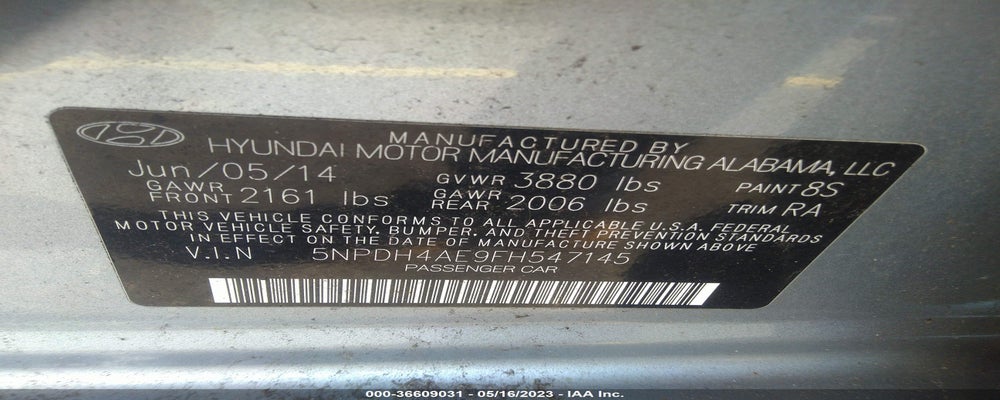 5NPDH4AE9FH547145 2015 HYUNDAI ELANTRA photo no. 9