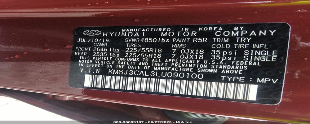 KM8J3CAL3LU090100 2020 HYUNDAI TUCSON photo no. 9