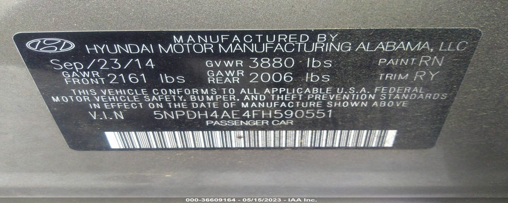 5NPDH4AE4FH590551 2015 HYUNDAI ELANTRA photo no. 9