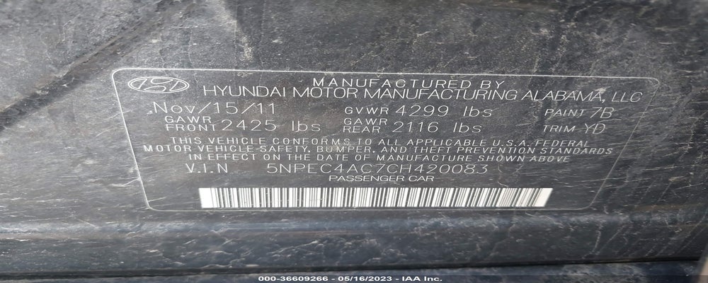 5NPEC4AC7CH420083 2012 HYUNDAI SONATA photo no. 9