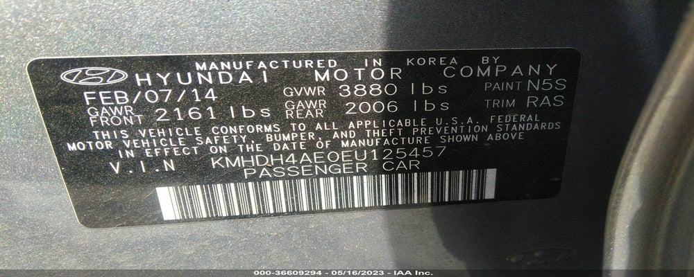 KMHDH4AE0EU125457 2014 HYUNDAI ELANTRA photo no. 9