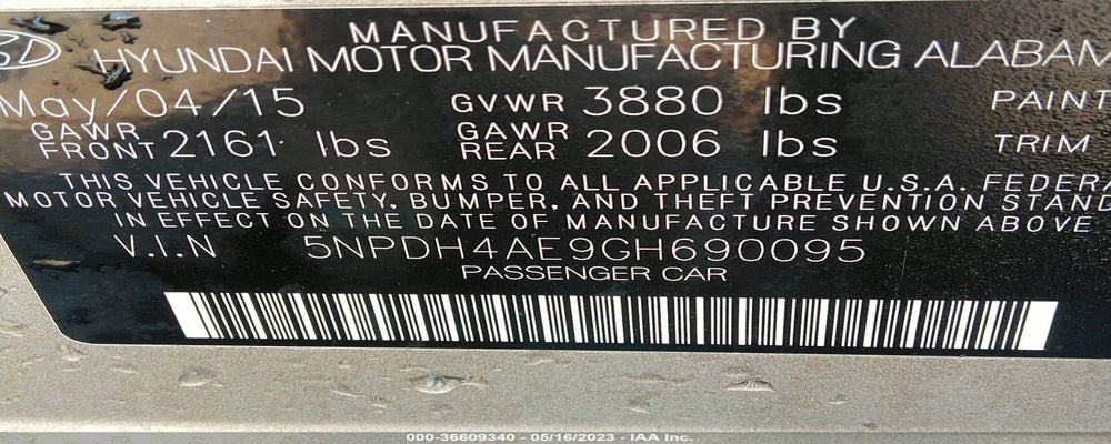 5NPDH4AE9GH690095 2016 HYUNDAI ELANTRA photo no. 9