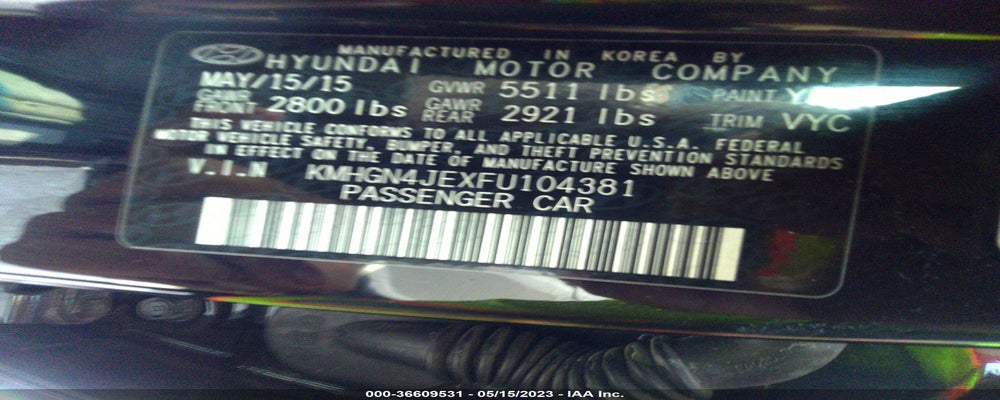 KMHGN4JEXFU104381 2015 HYUNDAI GENESIS photo no. 9