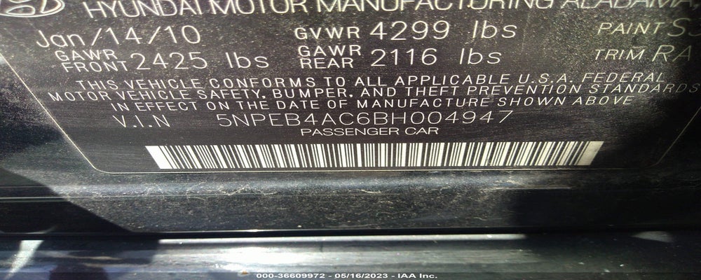 5NPEB4AC6BH004947 2011 HYUNDAI SONATA photo no. 9