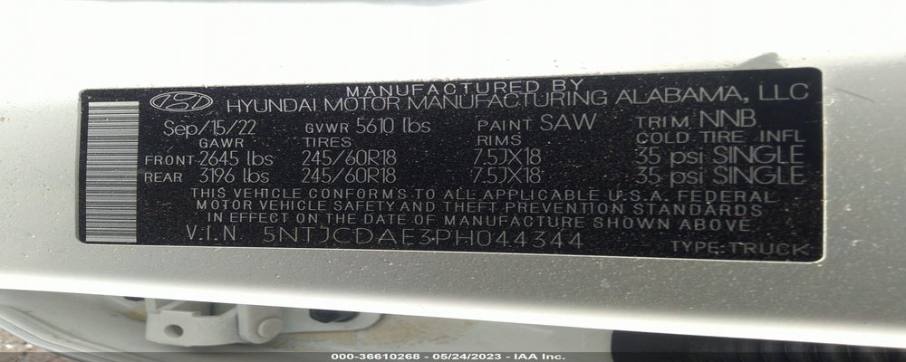 5NTJCDAE3PH044344 2023 HYUNDAI SANTA CRUZ photo no. 9