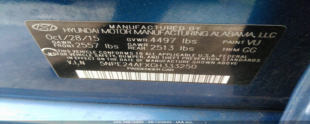 5NPE24AFXGH333250 2016 HYUNDAI SONATA photo no. 9