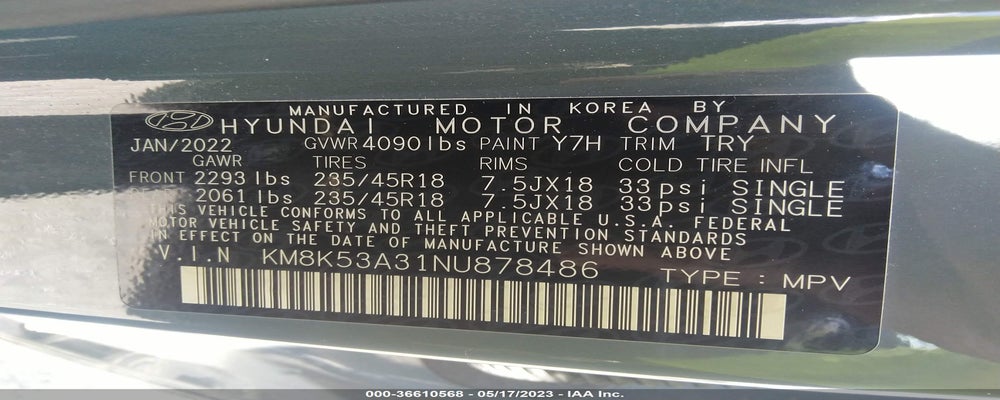 KM8K53A31NU878486 2022 HYUNDAI KONA photo no. 9