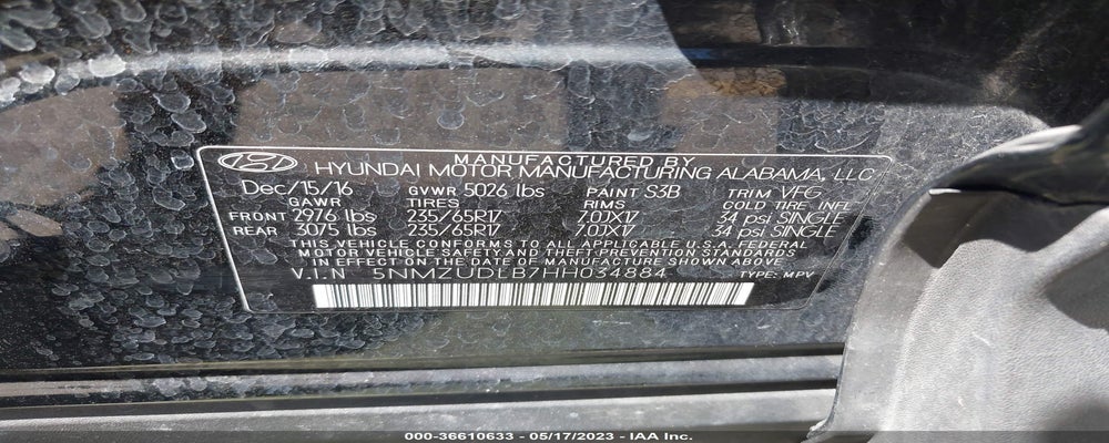 5NMZUDLB7HH034884 2017 HYUNDAI SANTA FE SPORT photo no. 9