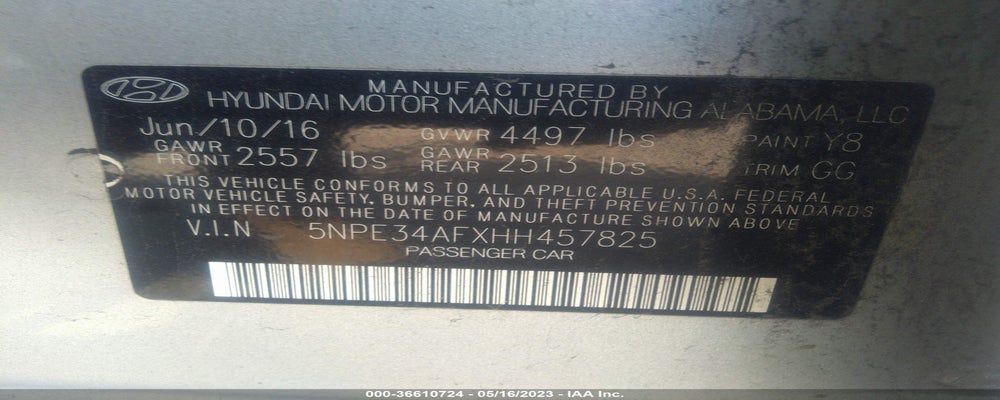 5NPE34AFXHH457825 2017 HYUNDAI SONATA photo no. 9