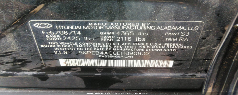 5NPEB4AC0EH890932 2014 HYUNDAI SONATA photo no. 9