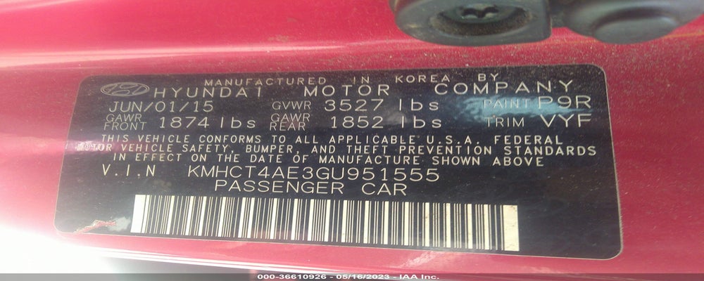 KMHCT4AE3GU951555 2016 HYUNDAI ACCENT photo no. 9