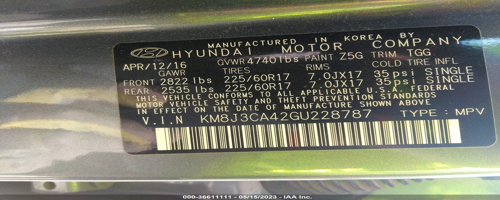 KM8J3CA42GU228787 2016 HYUNDAI TUCSON photo no. 9