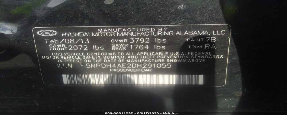 5NPDH4AE2DH291055 2013 HYUNDAI ELANTRA photo no. 9