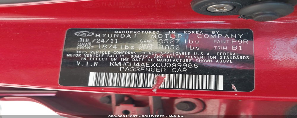 KMHCU4AEXCU099986 2012 HYUNDAI ACCENT photo no. 9