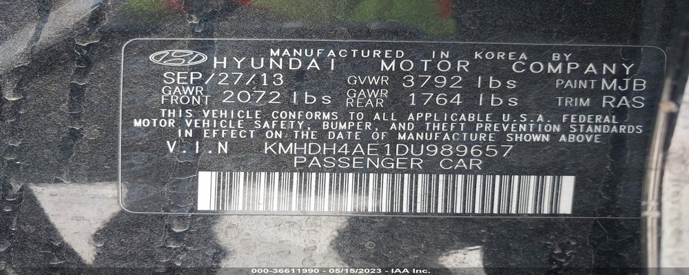 KMHDH4AE1DU989657 2013 HYUNDAI ELANTRA photo no. 9