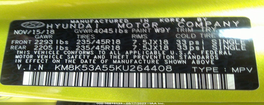 KM8K53A55KU264408 2019 HYUNDAI KONA photo no. 9