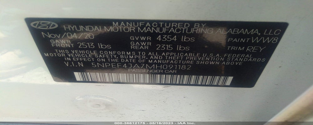 5NPEF4JA7MH091182 2021 HYUNDAI SONATA photo no. 9