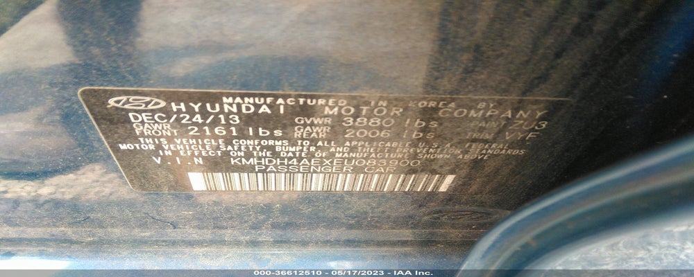 KMHDH4AEXEU083900 2014 HYUNDAI ELANTRA photo no. 9