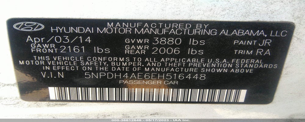 5NPDH4AE6EH516448 2014 HYUNDAI ELANTRA photo no. 9