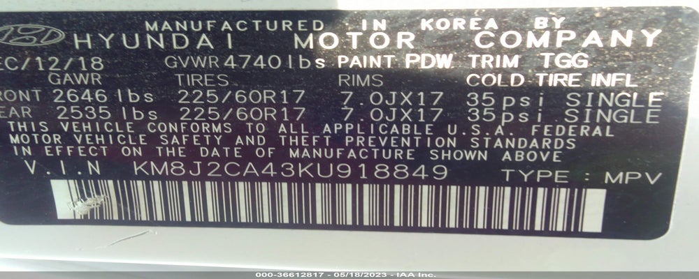KM8J2CA43KU918849 2019 HYUNDAI TUCSON photo no. 9