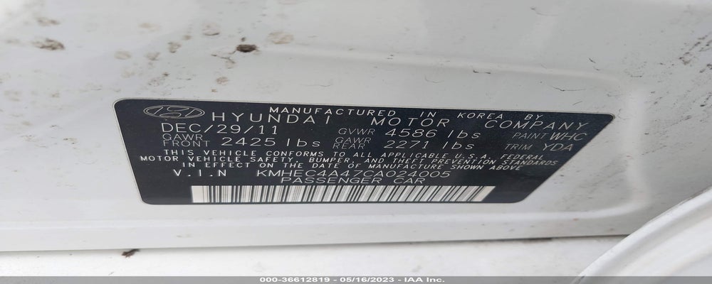 KMHEC4A47CA024005 2012 HYUNDAI SONATA photo no. 9