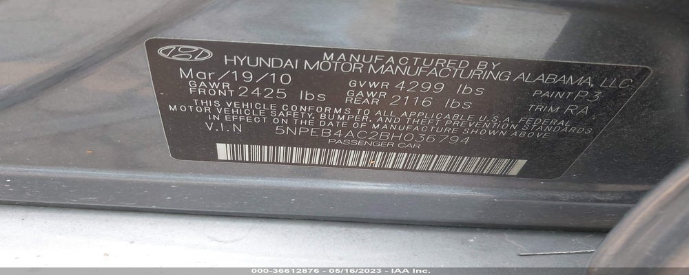5NPEB4AC2BH036794 2011 HYUNDAI SONATA photo no. 9