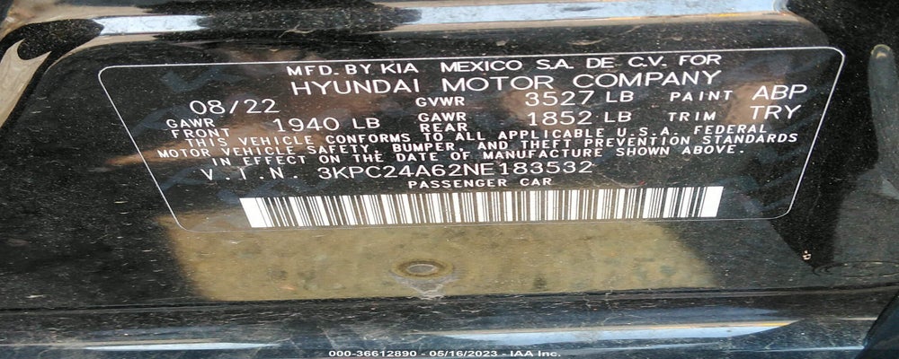 3KPC24A62NE183532 2022 HYUNDAI ACCENT photo no. 9
