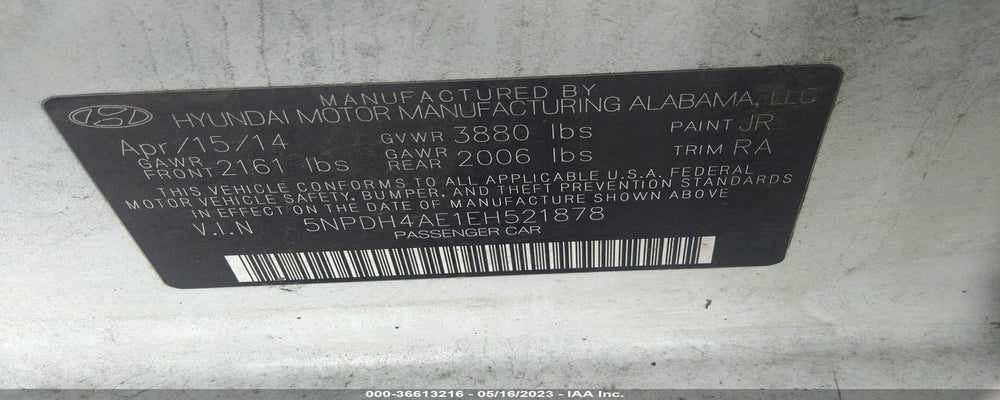 5NPDH4AE1EH521878 2014 HYUNDAI ELANTRA photo no. 9