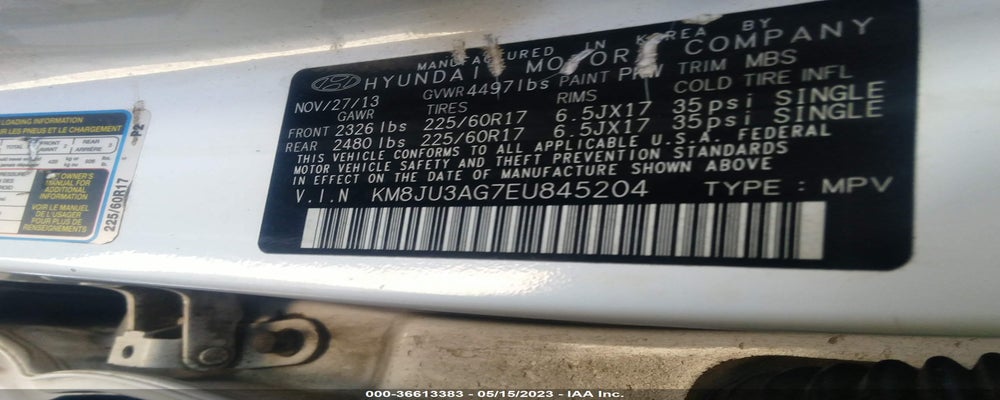 KM8JU3AG7EZ845204 2014 HYUNDAI TUCSON photo no. 9