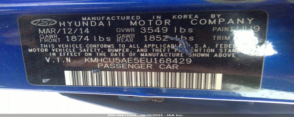 KMHCU5AE5EU168429 2014 HYUNDAI ACCENT photo no. 9