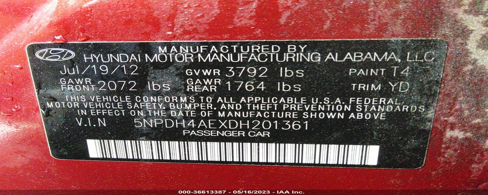5NPDH4AEXDH201361 2013 HYUNDAI ELANTRA photo no. 9