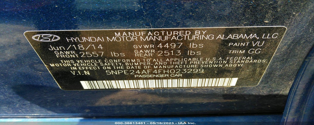 5NPE24AF4FH023299 2015 HYUNDAI SONATA photo no. 9