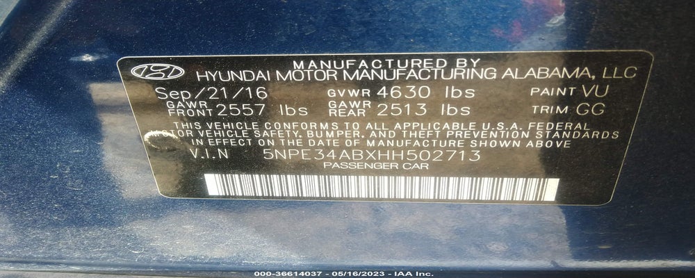 5NPE34ABXHH502713 2017 HYUNDAI SONATA photo no. 9
