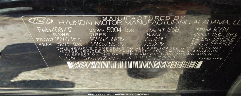 5NMZW4LA1HH043002 2017 HYUNDAI SANTA FE SPORT photo no. 9