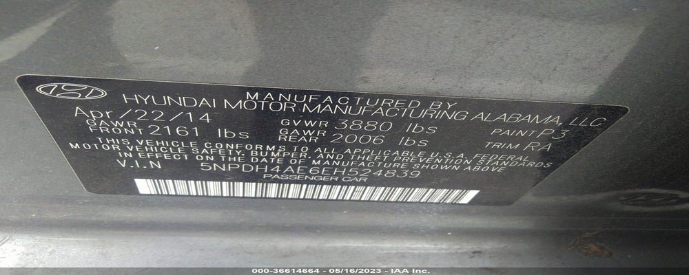 5NPDH4AE6EH524839 2014 HYUNDAI ELANTRA photo no. 9